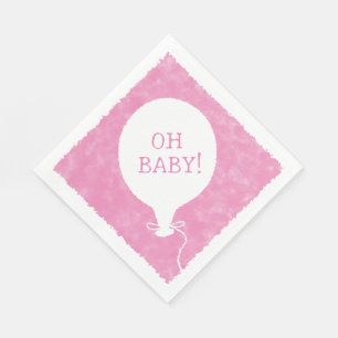 Serviette En Papier Aquarelle rose Baby shower texte personnalisé Oh b