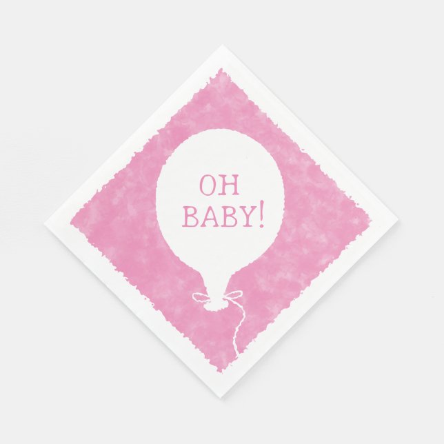 Serviette En Papier Aquarelle rose Baby shower texte personnalisé Oh b (Coin)