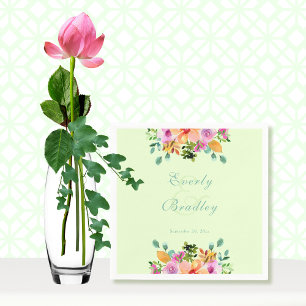 Serviette En Papier Aquarelle rose de la menthe Mariage de bois floral
