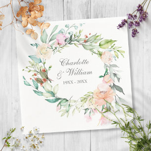 Serviette En Papier Aquarelle Rose du 25e anniversaire du Mariage d'ar