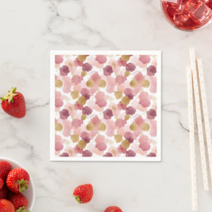 Serviette En Papier Aquarelle rose et or Abstraite