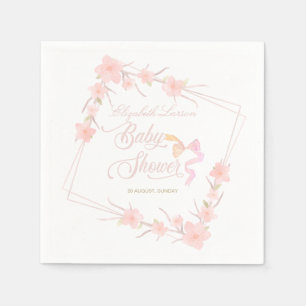 Serviette En Papier Aquarelle rose Floral Élégant Baby shower