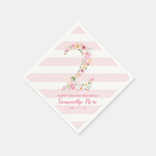 Serviette En Papier Aquarelle rose florale DEUX 2e anniversaire