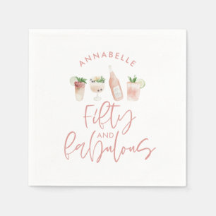 Serviette En Papier Aquarelle rose girly 50 et fabuleux mas d'annivers