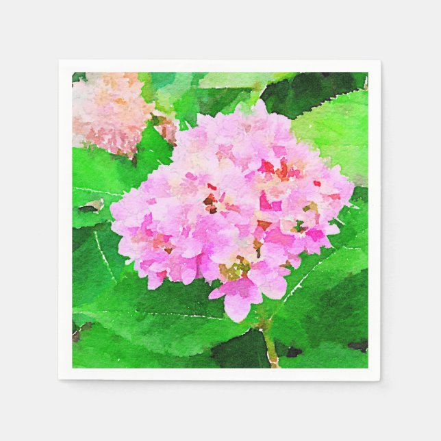 Serviette En Papier Aquarelle rose Hydrangea (Devant)