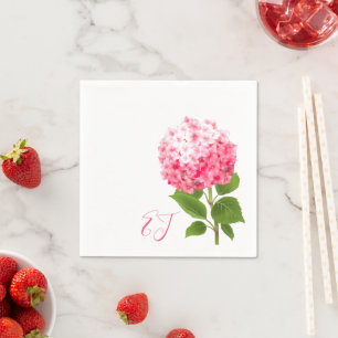Serviette En Papier Aquarelle rose Hydrangea