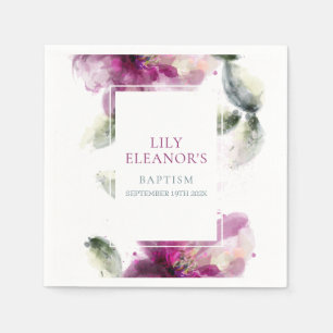 Serviette En Papier Aquarelle rose Lily Baptême Christening