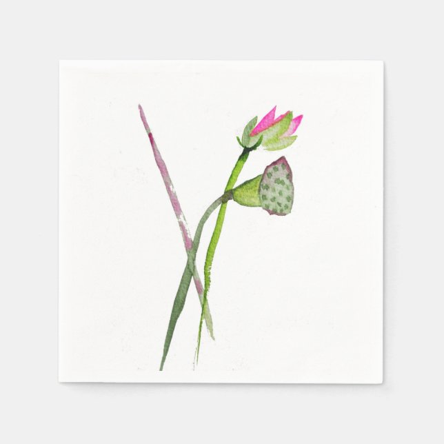 Serviette En Papier Aquarelle rose Lotus Art bouddhiste zen (Devant)