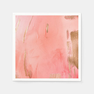 Serviette En Papier Aquarelle rose or Elegant