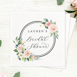 Serviette En Papier Aquarelle rose pâle Fleur Douche nuptiale
