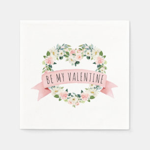 Serviette En Papier Aquarelle rose pâle Floral Valentine