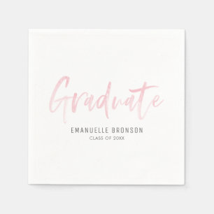 Serviette En Papier Aquarelle rose pâle Lettering Graduation