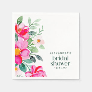 Serviette En Papier Aquarelle rose vif Fête des mariées florale person
