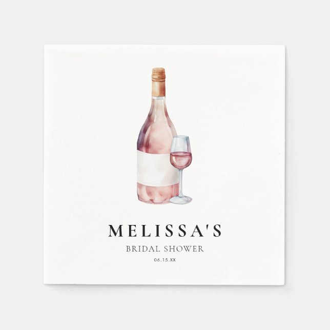 Serviette En Papier Aquarelle rose Vino avant Vows Fête des mariées (Devant)