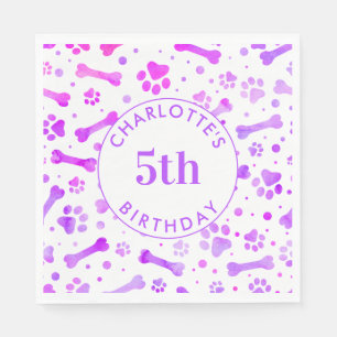 Serviette En Papier Aquarelle rose violet Empreintes de pattes fête d'
