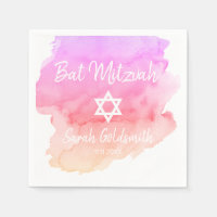 Aquarelle rose violet étoile de David Bat mitzvah