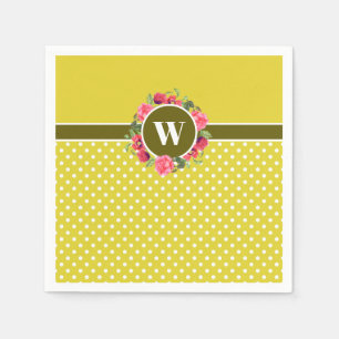 Serviette En Papier Aquarelle Rouge Poppies Rose Rose Rose Wreath Mono