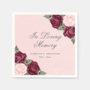 Serviette En Papier Aquarelle rouge rose Floral Funeral Memorial
