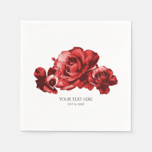 Serviette En Papier Aquarelle rouge Roses Vintages Élégant Floral