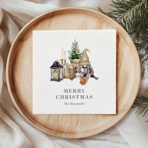 Serviette En Papier Aquarelle Rustique Gnome Holiday