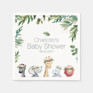 Serviette En Papier Aquarelle Safari Jungle Baby shower papier serviet