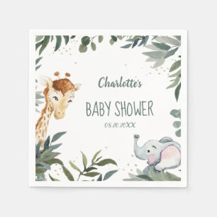 Serviette En Papier Aquarelle Safari Jungle Baby shower papier serviet