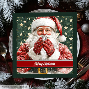 Serviette En Papier Aquarelle Santa Claus Festive Vacances Napkins