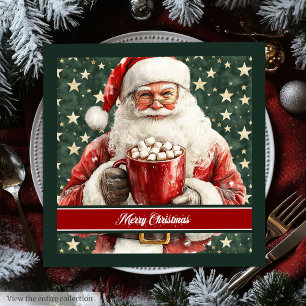 Serviette En Papier Aquarelle Santa Claus Texte personnalisé Naples