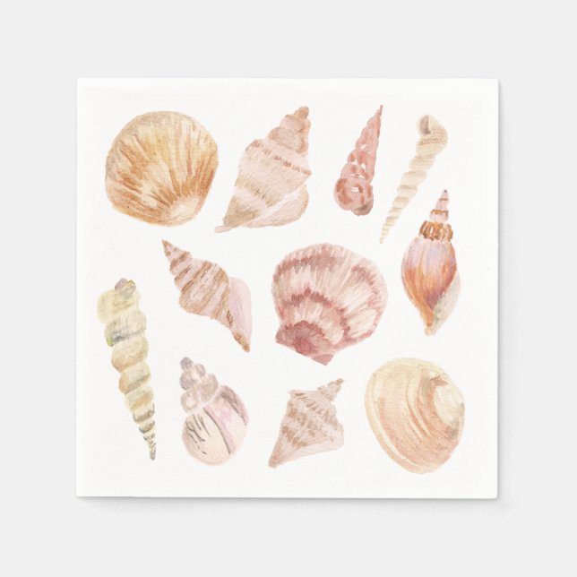 Serviette En Papier Aquarelle Sea Shell Papier Napkin (Devant)
