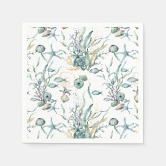 Serviette En Papier Aquarelle sous la mer Coral Reef méduse