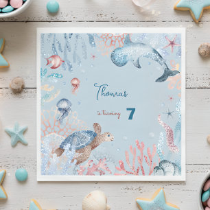 Serviette En Papier Aquarelle sous l'anniversaire de enfant marin