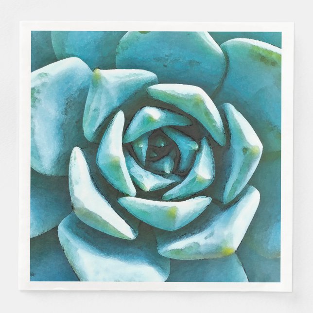 Serviette En Papier Aquarelle Succulente (Devant)