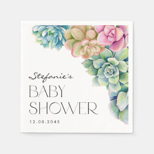 Serviette En Papier Aquarelle Succulents Baby shower d'été