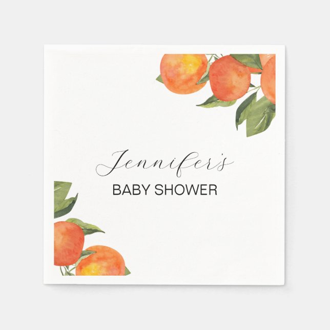 Serviette En Papier Aquarelle Tangerine Cocktail Napkin (Devant)