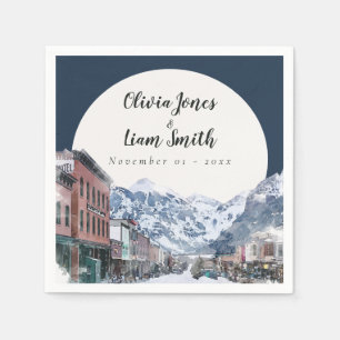 Serviette En Papier Aquarelle Telluride Colorado Ski Mountain