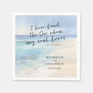 Serviette En Papier Aquarelle tendance plage Ocean Christian Mariage