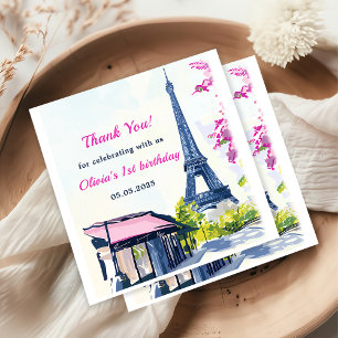 Serviette En Papier Aquarelle Tour Eiffel Paris 1er anniversaire