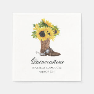 Serviette En Papier Aquarelle Tournesol Rustique Ouest Quinceañera