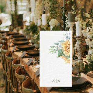 Serviette En Papier Aquarelle Tournesols Monogramme