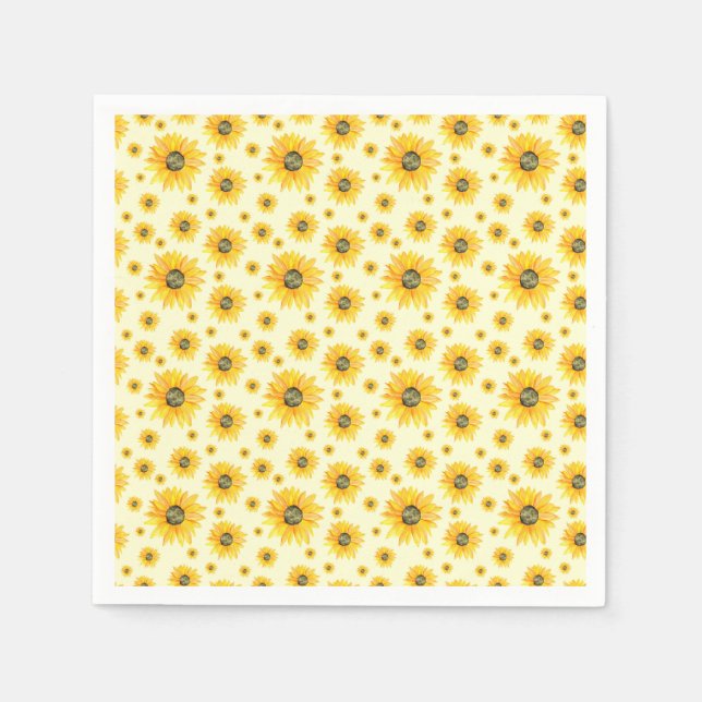 Serviette En Papier Aquarelle Tournesols motifs floraux (Devant)