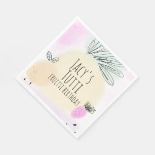 Serviette En Papier Aquarelle Tous Fruits D'anniversaire Fête Dessinés