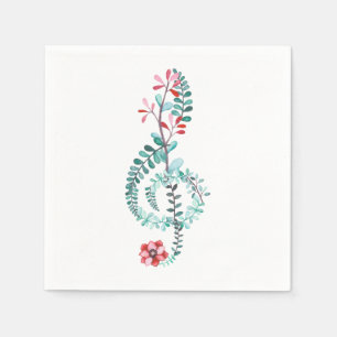 Serviette En Papier Aquarelle Treble Clef Party Napkins   Thème de mus