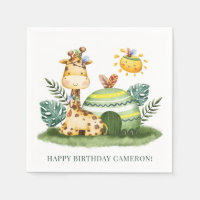 Aquarelle Tribal Giraffe Safari Joyeux anniversair