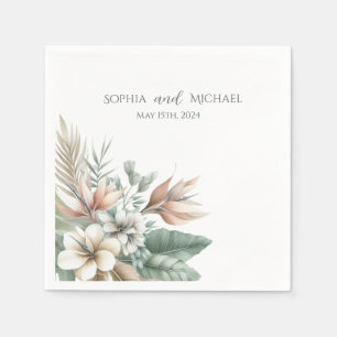 Serviette En Papier Aquarelle Tropical Elégance Mariage - Napkins