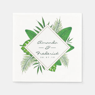 Serviette En Papier Aquarelle Tropical Feuilles Beach Mariage