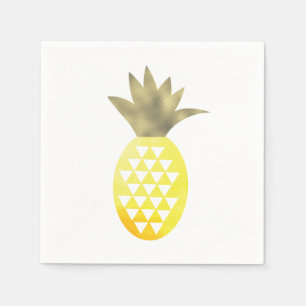 Serviette En Papier Aquarelle Tropical Foil Gold Ananas