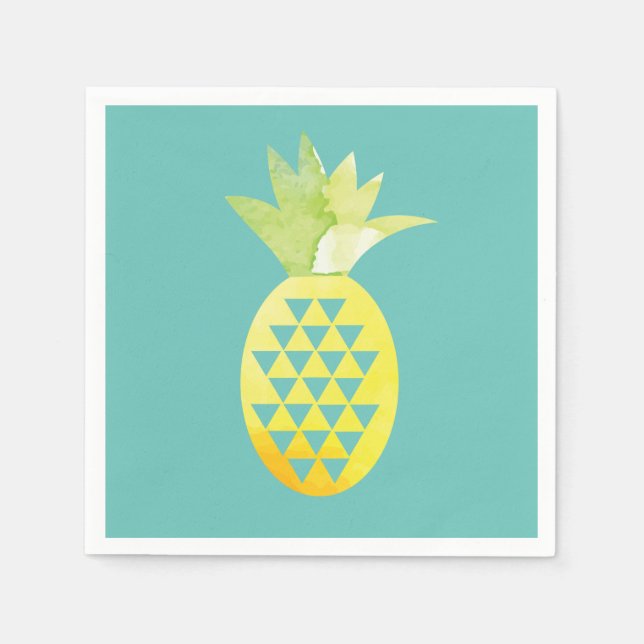 Serviette En Papier Aquarelle Tropical Géométrique Ananas (Devant)