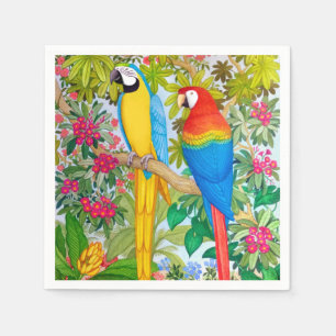 Serviette En Papier Aquarelle Tropical Macaw Parrots Papier