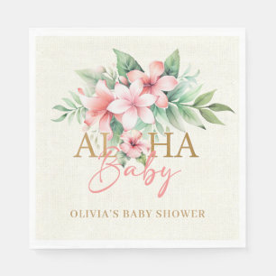 Serviette En Papier Aquarelle Tropical Rose Floral Baby shower Aloha