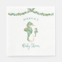 Aquarelle tropicale Baby shower de hippocampe flor